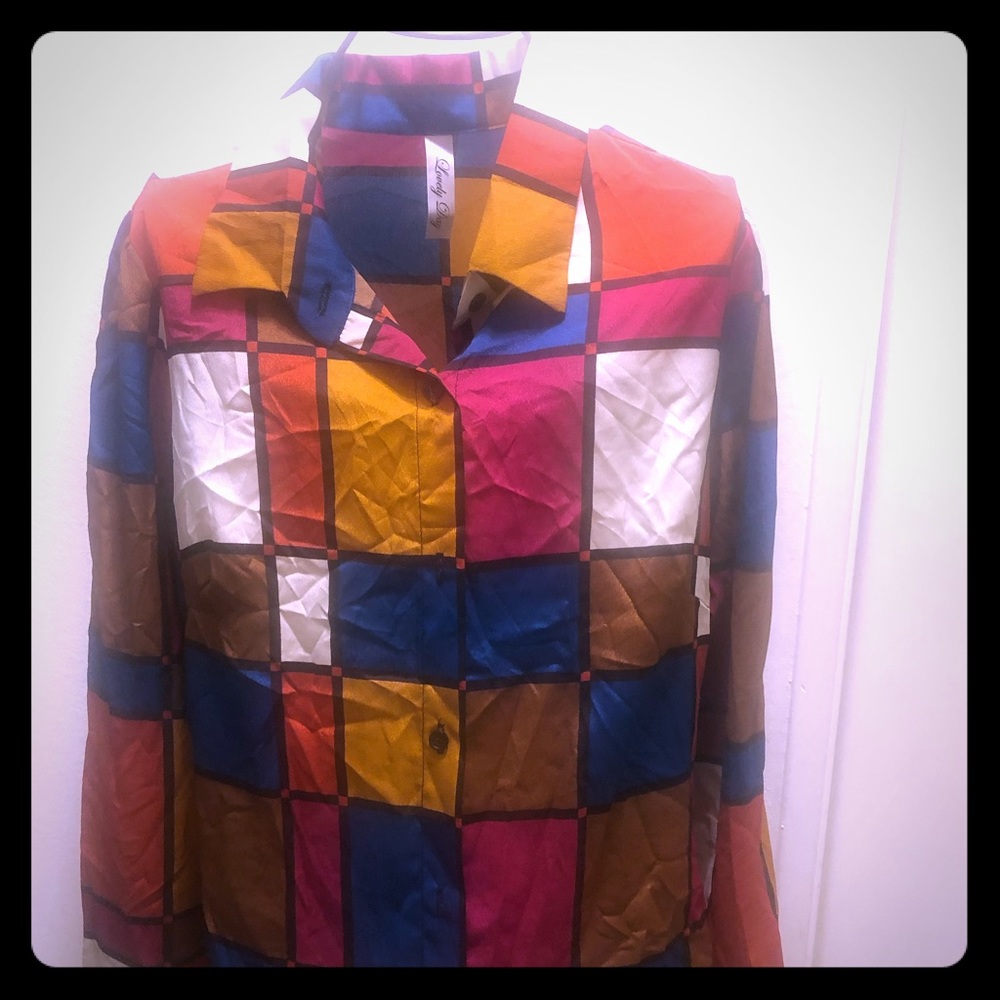 Color block long sleeve blouse